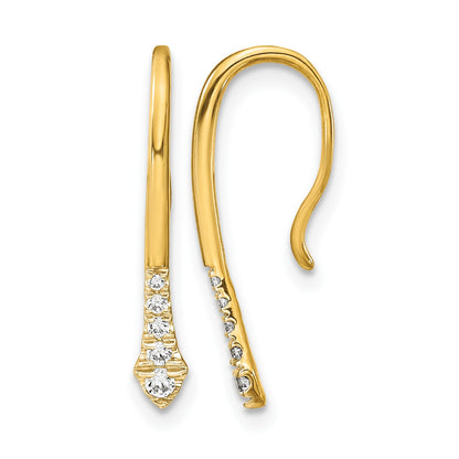 14k Polished 1/8 carat Diamond Drop Wire Earrings