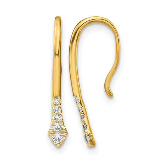 14k Polished 1/8 carat Diamond Drop Wire Earrings