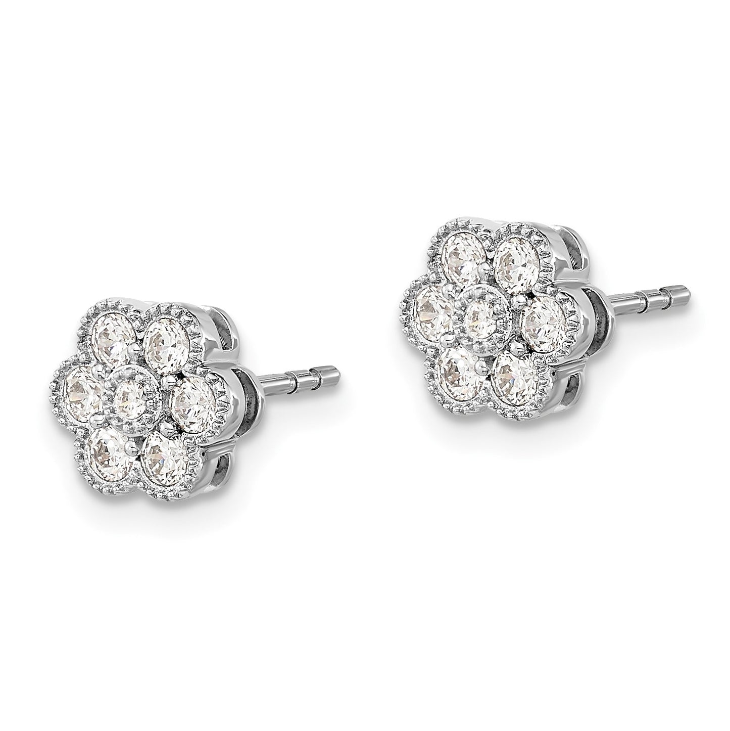 14k White Gold 1/2 carat Diamond Floral Post Earrings