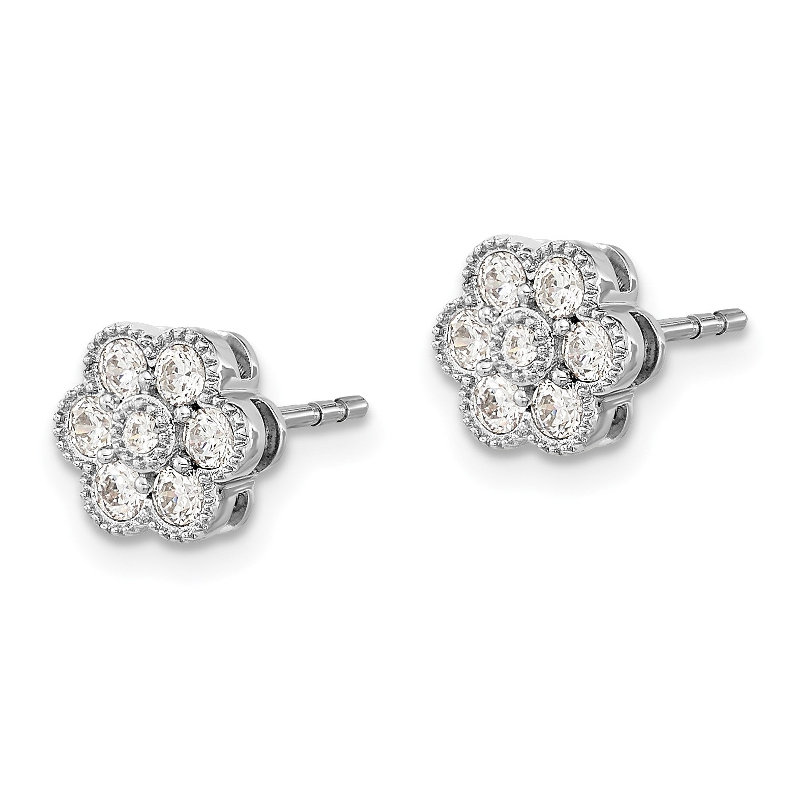 14k White Gold 1/2 carat Diamond Floral Post Earrings