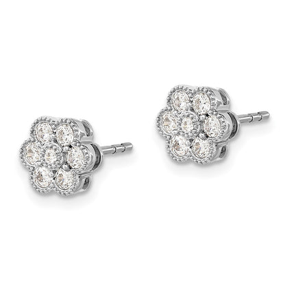 14k White Gold 1/2 carat Diamond Floral Post Earrings