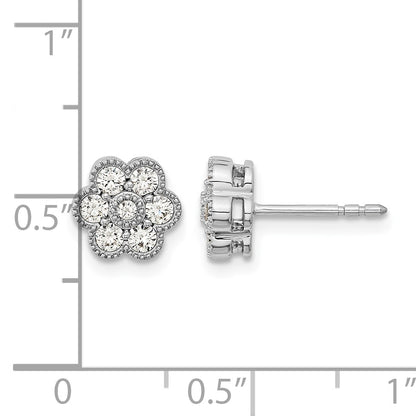 14k White Gold 1/2 carat Diamond Floral Post Earrings