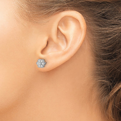 14k White Gold 1/2 carat Diamond Floral Post Earrings