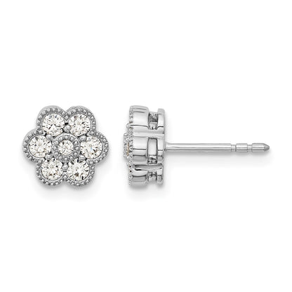 14k White Gold 1/2 carat Diamond Floral Post Earrings