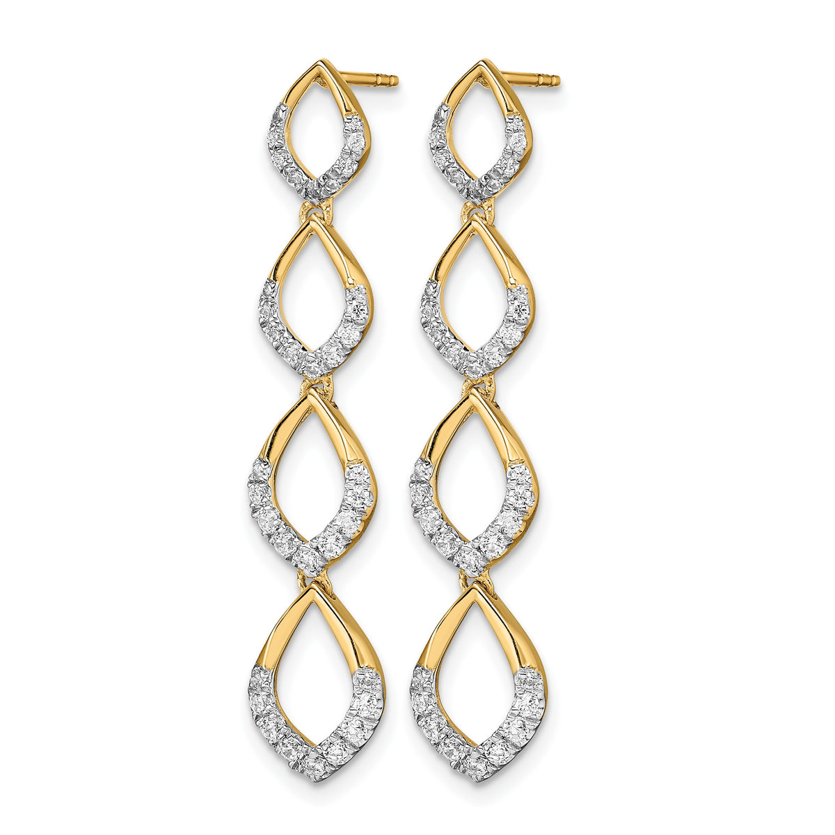 14k Polished 1/2 carat Diamond Dangle Post Earrings