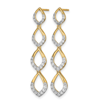 14k Polished 1/2 carat Diamond Dangle Post Earrings
