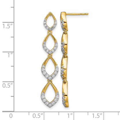 14k Polished 1/2 carat Diamond Dangle Post Earrings