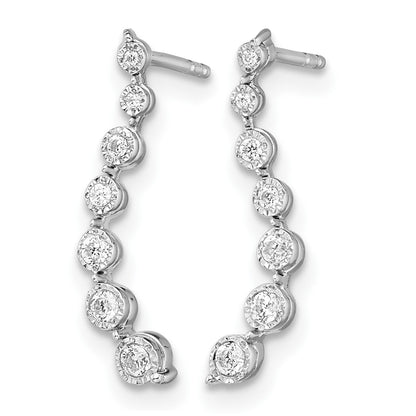 14k White Gold 1/6 carat Graduated Diamond Journey Post Earrings