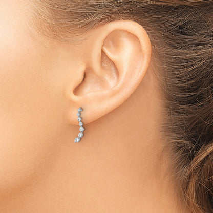 14k White Gold 1/6 carat Graduated Diamond Journey Post Earrings