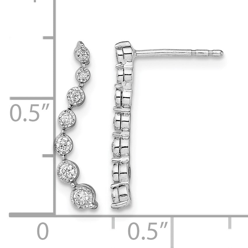 14k White Gold 1/6 carat Graduated Diamond Journey Post Earrings
