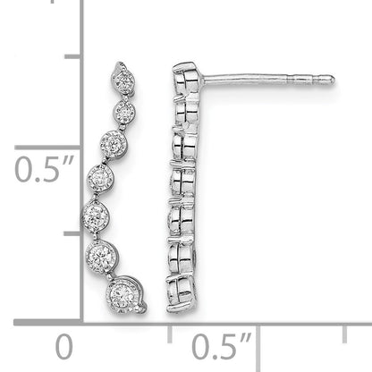 14k White Gold 1/6 carat Graduated Diamond Journey Post Earrings