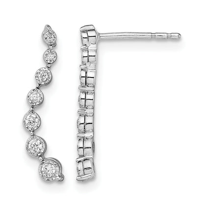 14k White Gold 1/6 carat Graduated Diamond Journey Post Earrings
