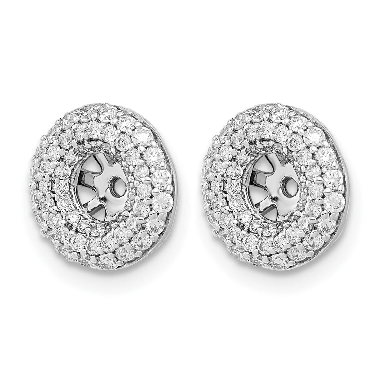 14k White Gold 1/2 carat Diamond Double Circle Earring Jackets