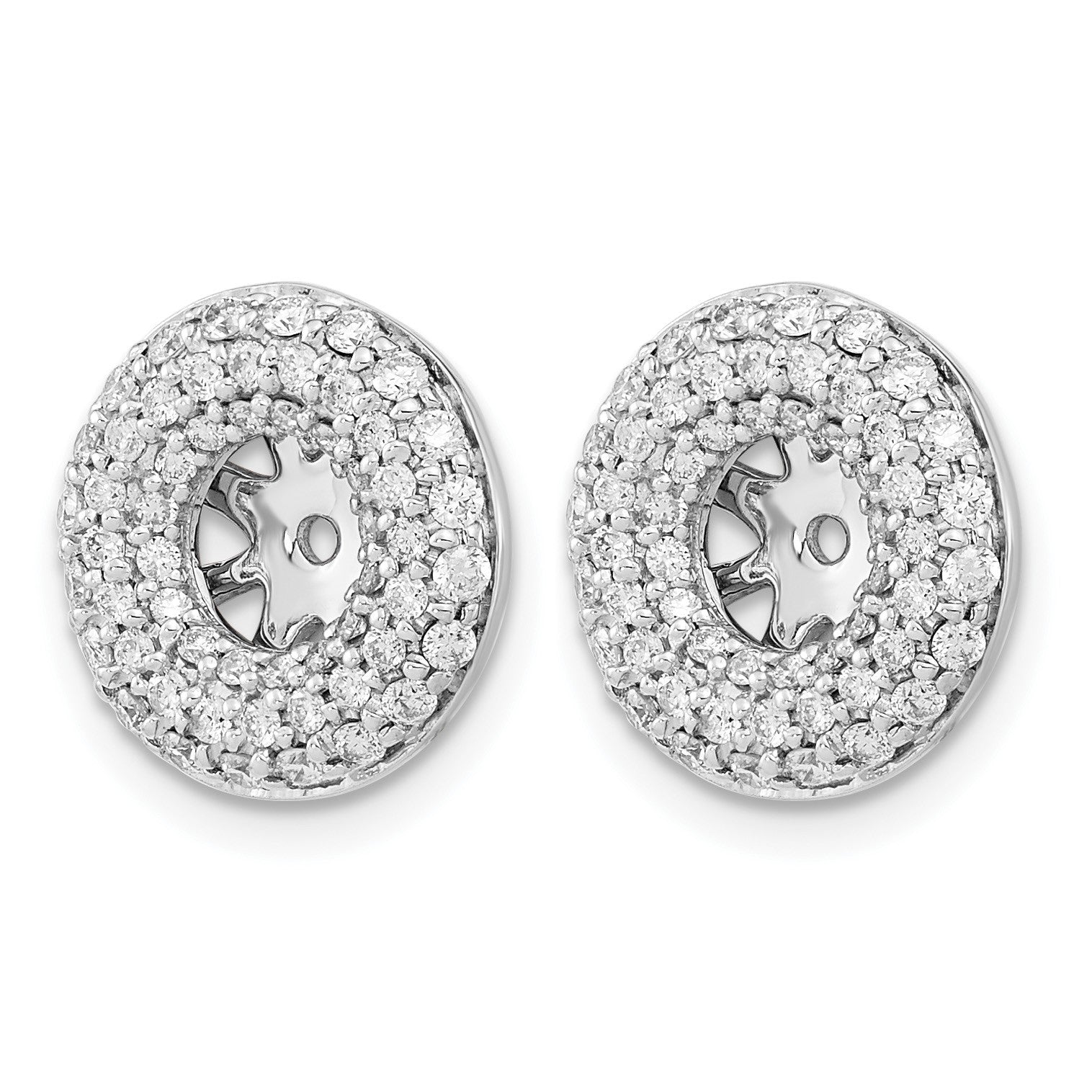 14k White Gold 3/4 carat Diamond Double Circle Earring Jackets