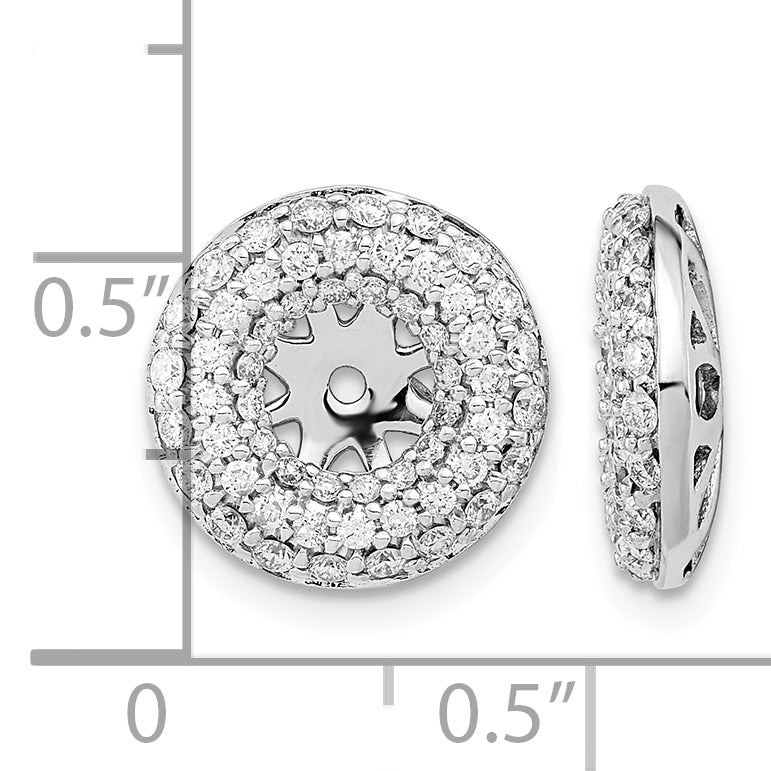 14k White Gold 3/4 carat Diamond Double Circle Earring Jackets