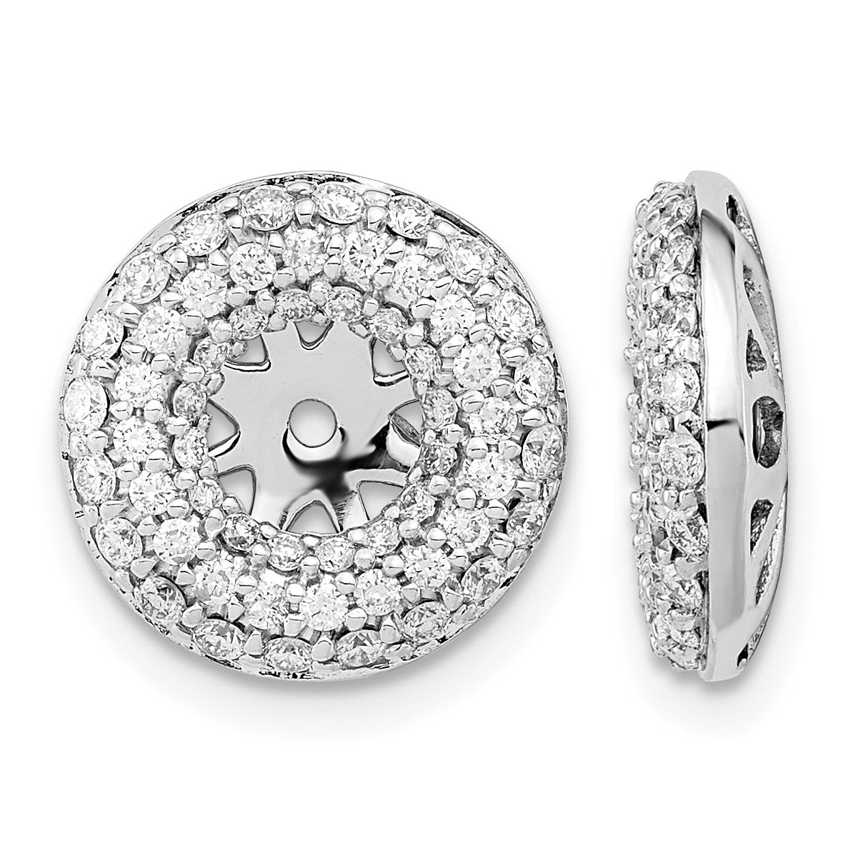14k White Gold 3/4 carat Diamond Double Circle Earring Jackets