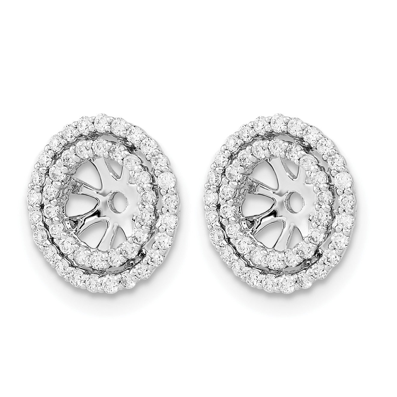 14k White Gold 3/8 carat Diamond Double Circle Earring Jackets