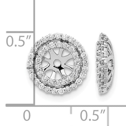 14k White Gold 3/8 carat Diamond Double Circle Earring Jackets