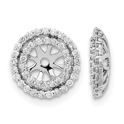 14k White Gold 3/8 carat Diamond Double Circle Earring Jackets