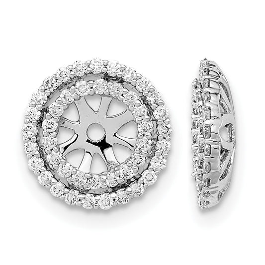14k White Gold 3/8 carat Diamond Double Circle Earring Jackets