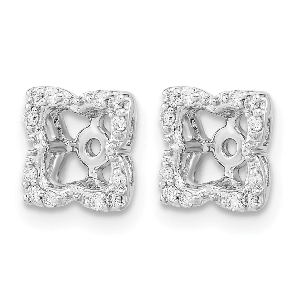 14k White Gold 1/8 carat Diamond Fancy Square Earring Jackets