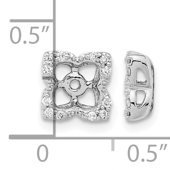 14k White Gold 1/8 carat Diamond Fancy Square Earring Jackets