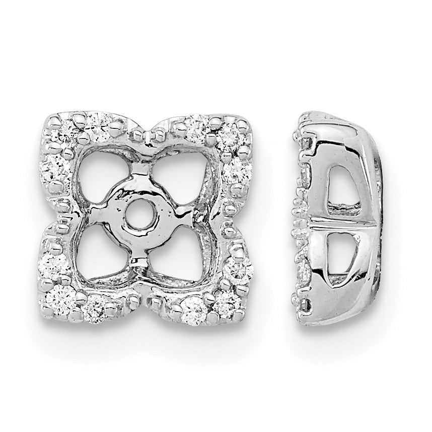 14k White Gold 1/8 carat Diamond Fancy Square Earring Jackets