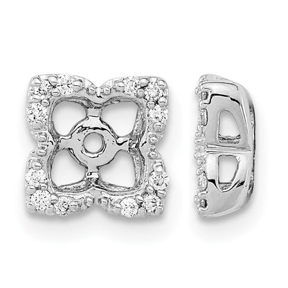 14k White Gold 1/8 carat Diamond Fancy Square Earring Jackets