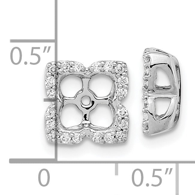 14k White Gold 1/5 carat Diamond Fancy Square Earring Jackets