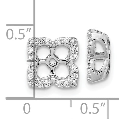 14k White Gold 1/5 carat Diamond Fancy Square Earring Jackets