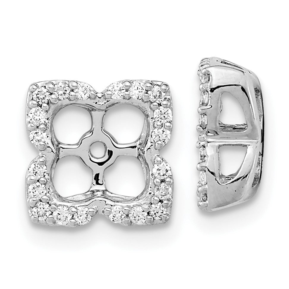 14k White Gold 1/5 carat Diamond Fancy Square Earring Jackets