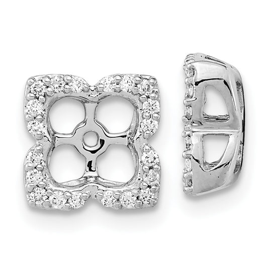 14k White Gold 1/5 carat Diamond Fancy Square Earring Jackets