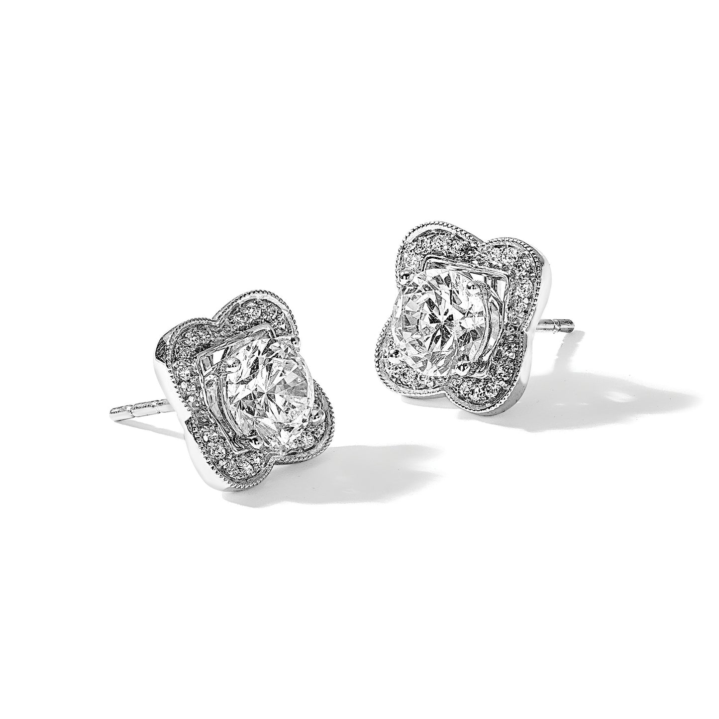 14k White Gold 1/5 carat Diamond Fancy Square Earring Jackets