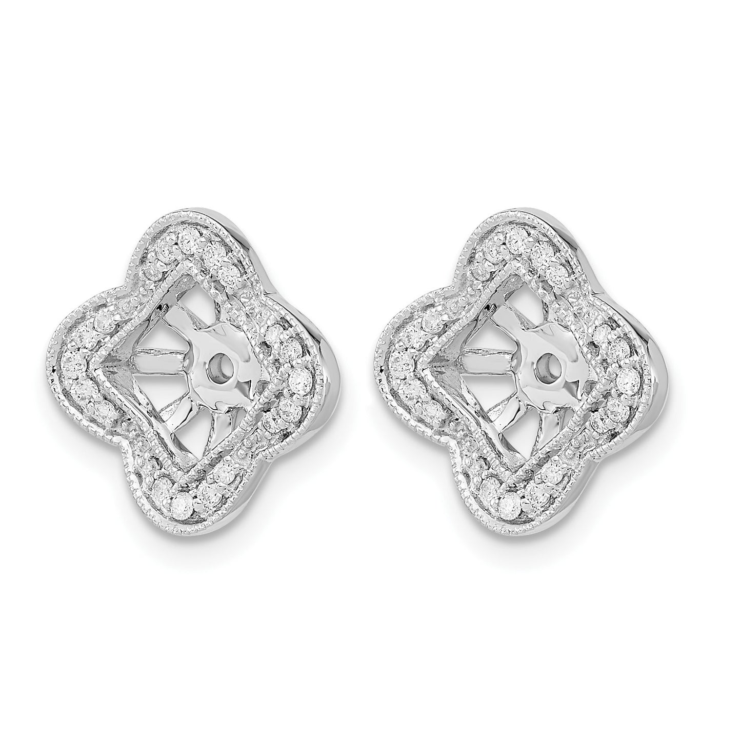 14k White Gold 1/5 carat Diamond Fancy Square Earring Jackets