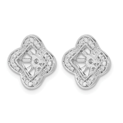 14k White Gold 1/5 carat Diamond Fancy Square Earring Jackets