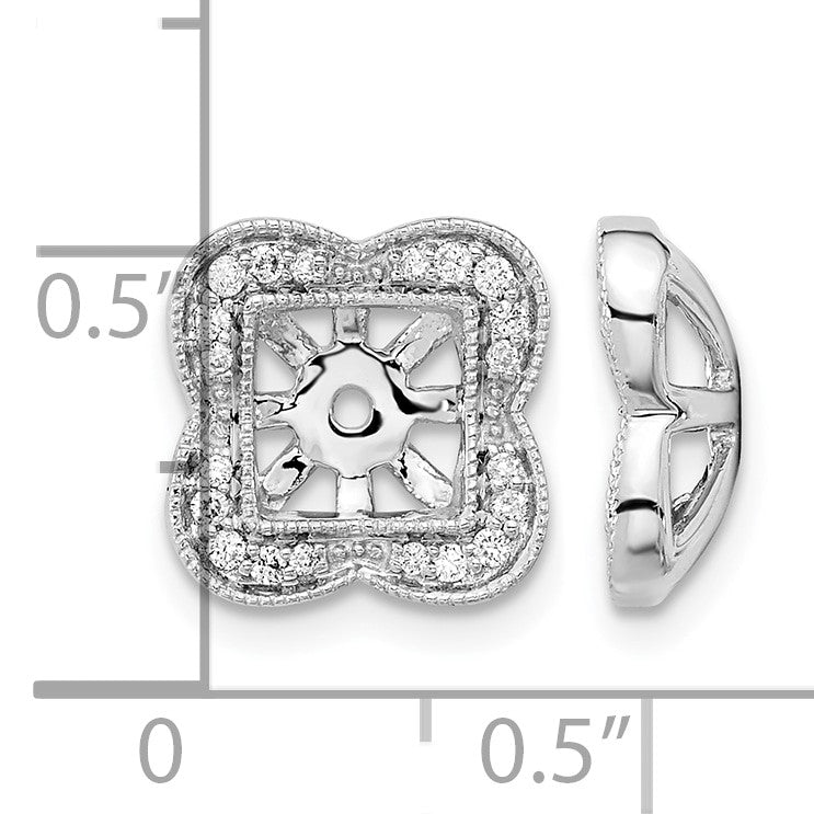 14k White Gold 1/5 carat Diamond Fancy Square Earring Jackets
