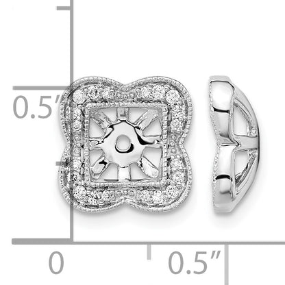 14k White Gold 1/5 carat Diamond Fancy Square Earring Jackets