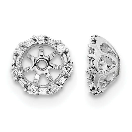 14k White Gold 1/10 carat Diamond Circle Earring Jackets