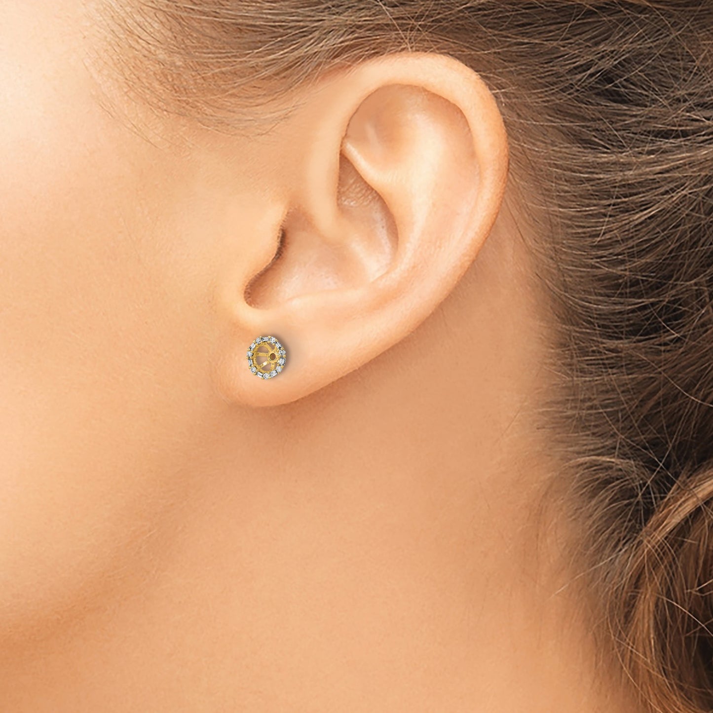 14k 1/10 carat Diamond Circle Earring Jackets
