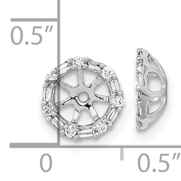 14k White Gold 1/5 carat Diamond Circle Earring Jackets