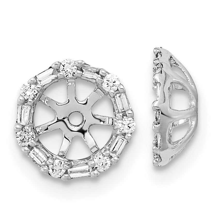 14k White Gold 1/5 carat Diamond Circle Earring Jackets
