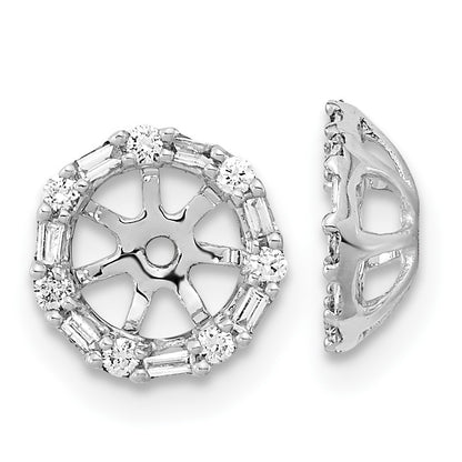 14k White Gold 1/5 carat Diamond Circle Earring Jackets