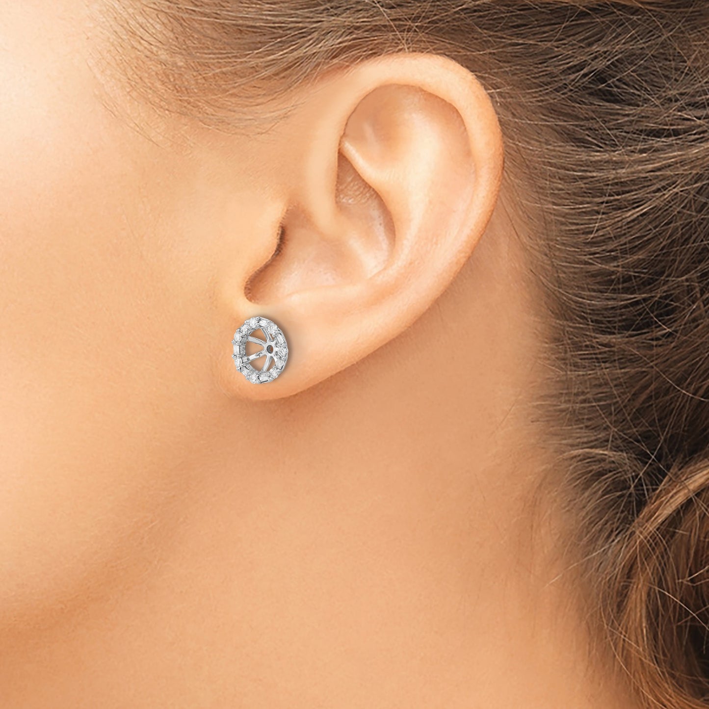 14k White Gold 1/3 carat Diamond Circle Earring Jackets