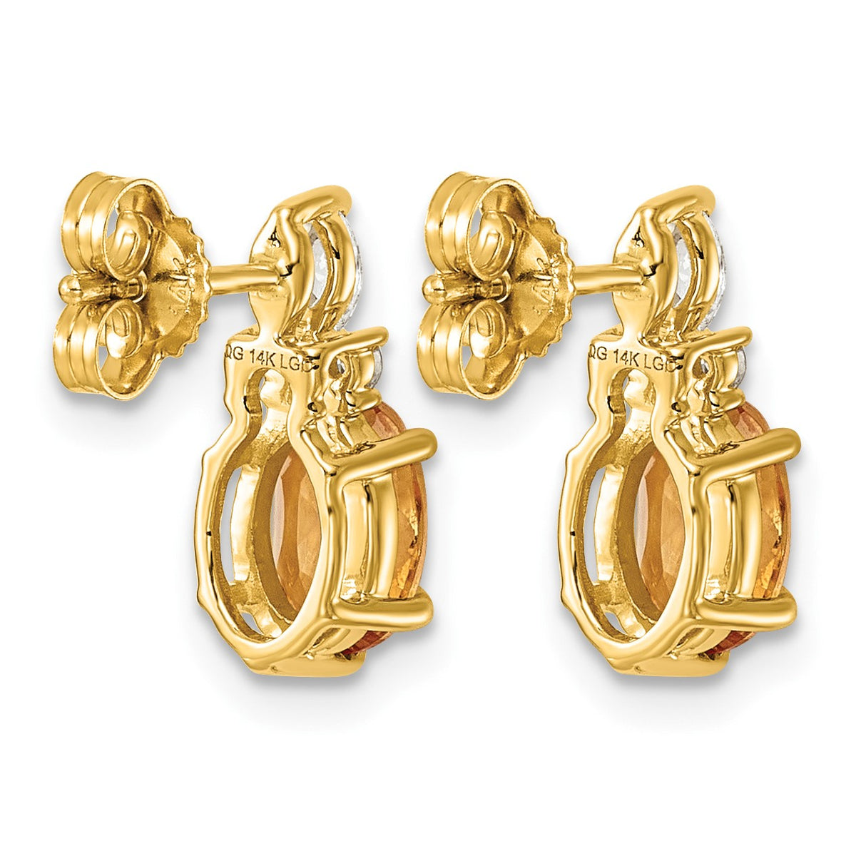 14k Diamond and 7x5 Oval November/Citrine Post Earrings
