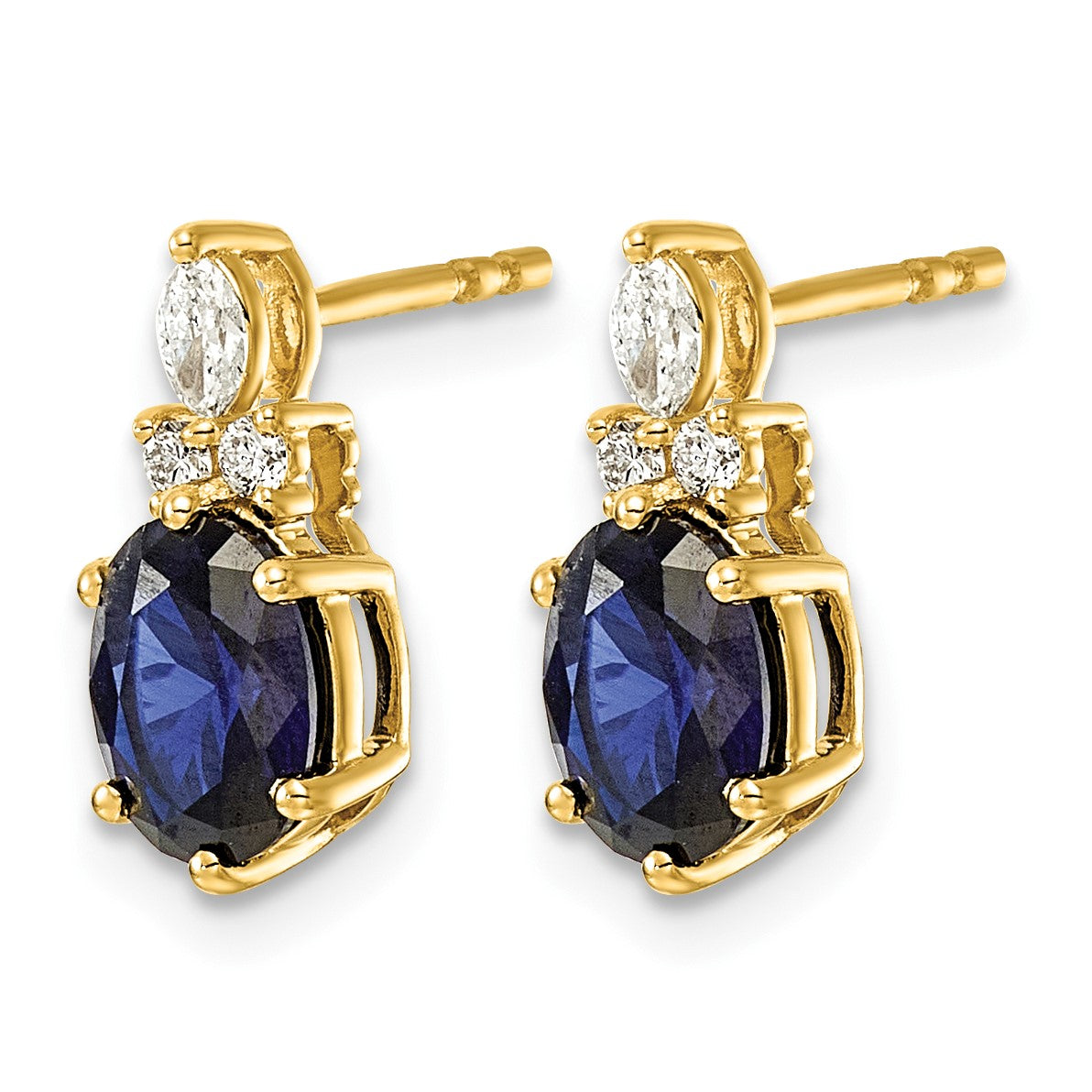 14k Created Blue Sapphire & 1/6 carat Lab Grown Diamond VS/SI+ G+ September Birthstone Complete Twisted Earrings