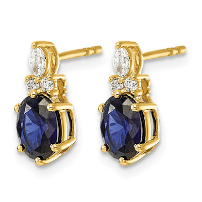 14k Created Blue Sapphire & 1/6 carat Lab Grown Diamond VS/SI+ G+ September Birthstone Complete Twisted Earrings