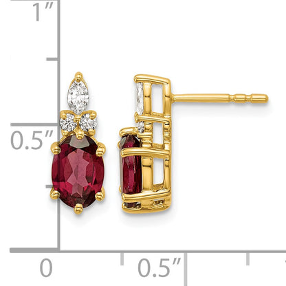 14k Diamond and 7x5 Oval January/Garnet Post Earrings