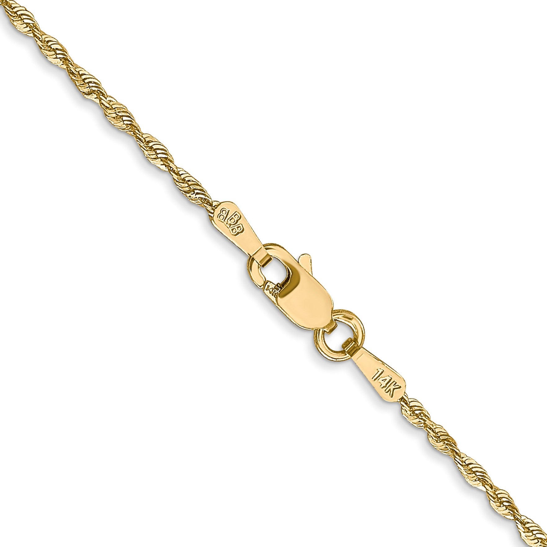 14K 22 inch 1.5mm Ultra Diamond-cut Rope with Lobster Clasp Chain