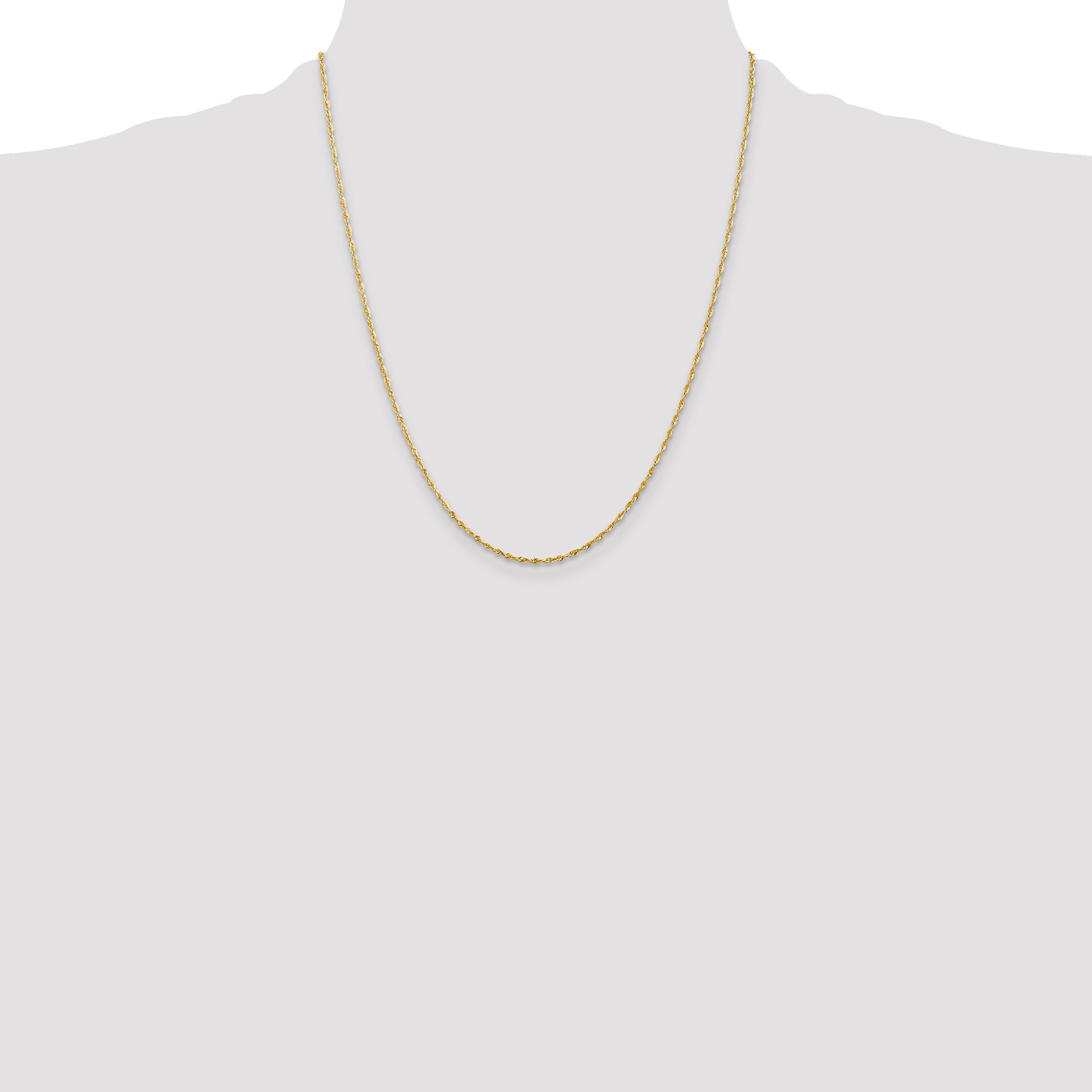14K 22 inch 1.5mm Ultra Diamond-cut Rope with Lobster Clasp Chain