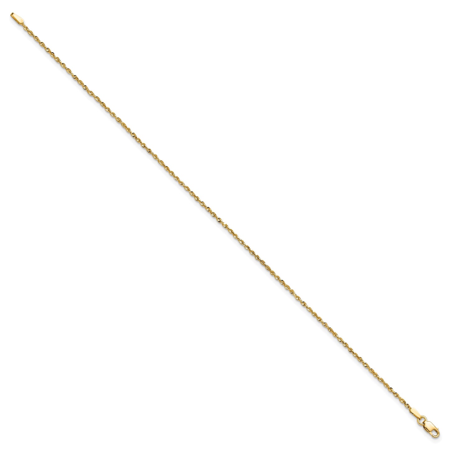14K 8 inch 1.5mm Ultra Diamond-cut Rope with Lobster Clasp Chain